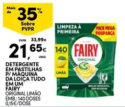 Continente Detergente em pastilhas p/ maquina da loja tudo em um fairy original limão promoção