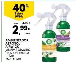Continente ambientador aerosol airwick jasmim e orvalho fresco/ lavanda e lirio promoção