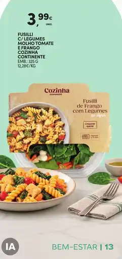 Continente Fusilli de frango com legumes promoção