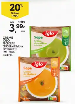 Continente Creme iglo abóbora e cenoura/ervilha e courgette promoção