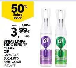 Continente Spray limpa tudo infinite clean cif lavanda/eucalipto promoção