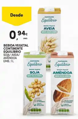 Continente bebida vegetal continente equilíbrio soja/ aveia/ amêndoa promoção