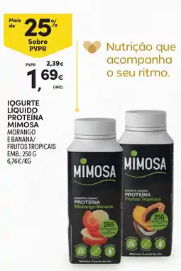 Continente Iogurte líquido proteína mimosa morango e banana promoção