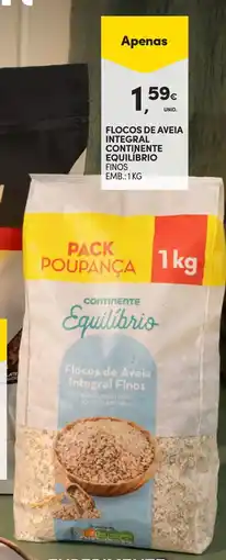 Continente Flocos de aveia integral equilíbrio finos promoção