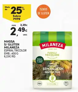 Continente Massa s/gluten milaneza espiral tricolor promoção