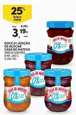Continente Doce 0% adição de açúcar casa de mateus vários sabores promoção