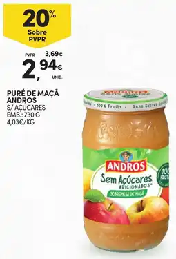 Continente puré de maçã andros s/ açúcares promoção