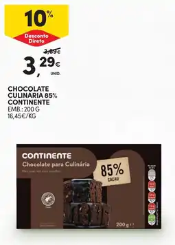 Continente Chocolate culinaria 85% continente promoção