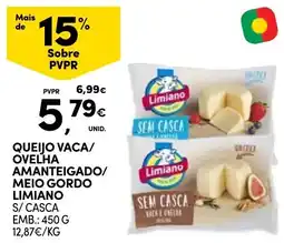 Continente Queijo vaca/ovelha amanteigado/meio gordo limiano promoção