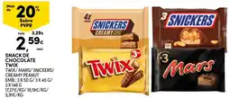Continente Snack de chocolate twix promoção