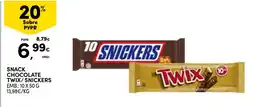 Continente Snack chocolate twix/snickers promoção
