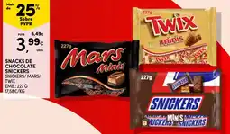 Continente Snacks de chocolate snickers/ mars/ twix promoção