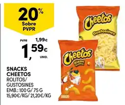 Continente Snacks cheetos rolitos/gustosines promoção