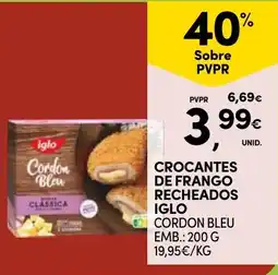 Continente Crocantes de frango recheados iglo cordon bleu promoção