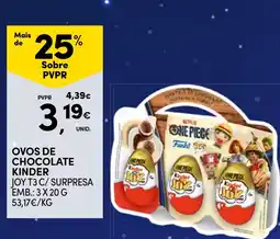 Continente ovos de chocolate kinder joy t3 c/ surpresa promoção