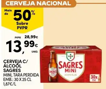 Cerveja c/ álcool sagres mini