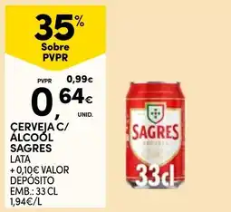 Continente cerveja c/ álcool sagres lata promoção