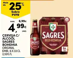 Continente cerveja c/ alcool sagres bohemia original promoção