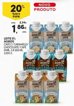 Continente Leite 0% agros café c/ caramelo/ chocolate/ café promoção