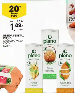 Continente bebida vegetal pleno amêndoa/ aveia/ coco promoção