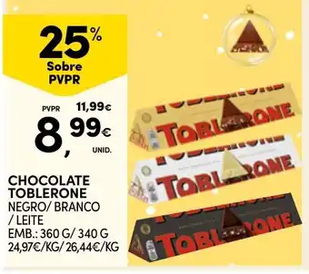 Continente Chocolate Toblerone negro/ branco / leite promoção