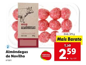 Lidl Almôndegas de Novilho 375g promoção