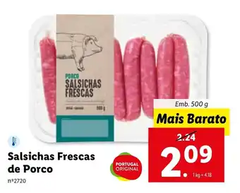 Lidl Salsicha Frescas de Porco 500g promoção