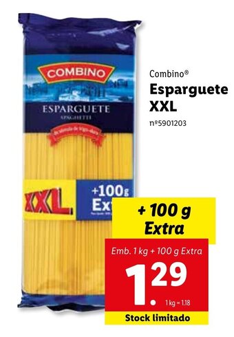 Lidl Combino Esparguete XXL 1kg+100g promoção