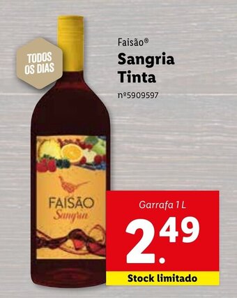 Lidl Faisão Sangria Tinta 1L promoção