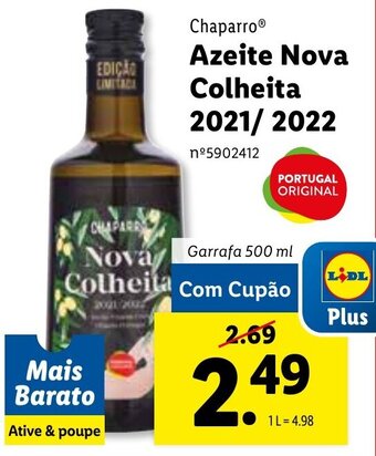 Lidl Chaparro Azeite Nova Colheita 2021/2022 500ml promoção