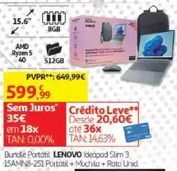 Auchan Bundle Portátil lenovo ideapad slim 3 promoção
