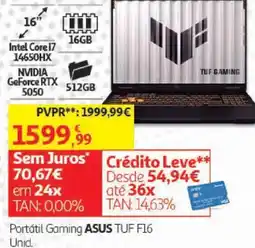Auchan Portátil Gaming ASUS TUF F16 promoção