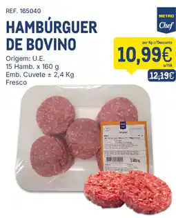 Makro Hambúrguer de bovino metro chef promoção