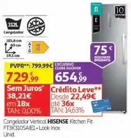 Auchan Congelador vertical hisense kitchen fit promoção