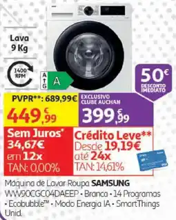 Auchan Máquina de lavar roupa samsung promoção