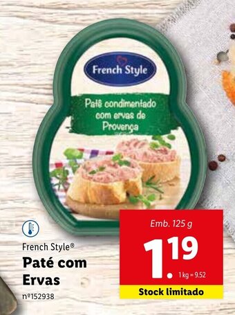 Lidl French Style Paté com Ervas 125g promoção