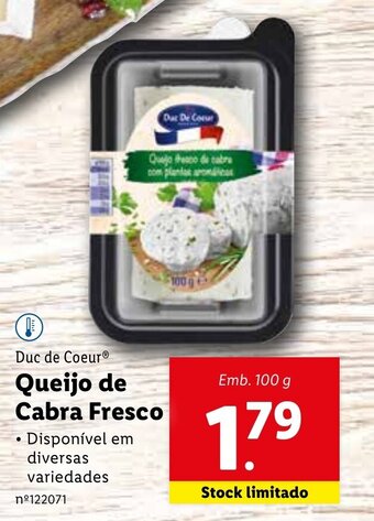 Lidl Duc de Coeur Queijo de Cabra Fresco 100g promoção