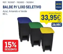 Makro Balde p/ lixo seletivo metro professional promoção