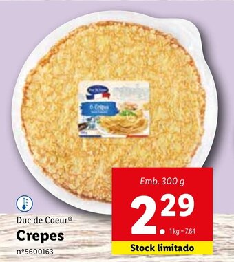 Lidl Duc de Coeur Crepes 300g promoção