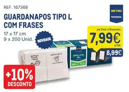 Makro guardanapos tipo l com frases metro professional promoção