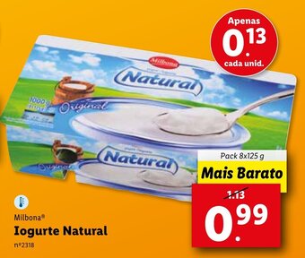 Lidl Milbona Iogurte Natural 8x125g promoção