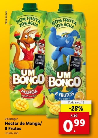 Lidl Um Bongo Néctar de Manga/ 8 Frutos 1L promoção