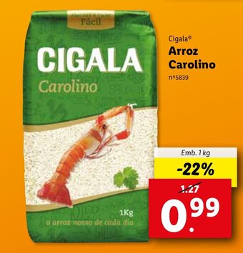 Lidl Cigala Arroz Carolino 1kg promoção