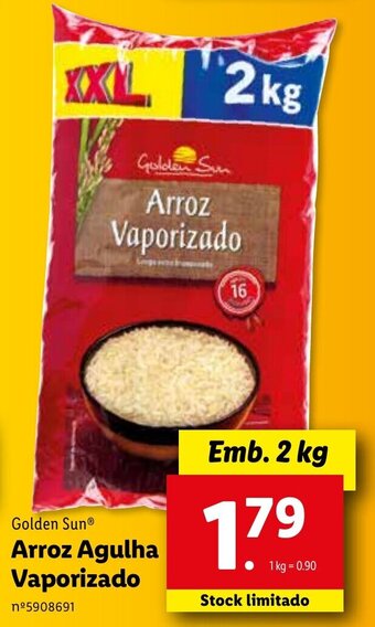 Lidl Golden Sun Arroz Agulha Vaporizado 2kg promoção