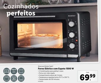 Lidl Silvercrest Kitchen Tools Forno Elétrico com Espeto 1500W promoção