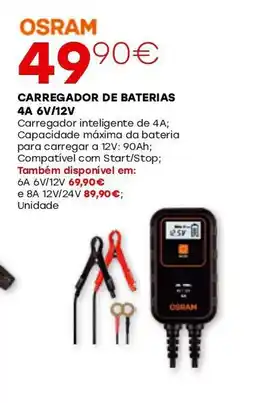 Roady Carregador de baterias osram 4a 6v/12v promoção