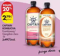 Pingo Doce Captain kombucha framboesa gengibre zero promoção