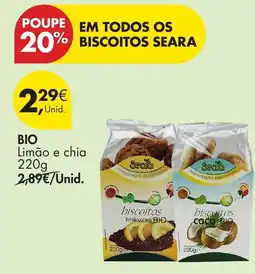 Pingo Doce Biscoitos seara bio limão e chia promoção