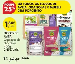 Pingo Doce Flocos de aveia c/pepitas de chocolate promoção