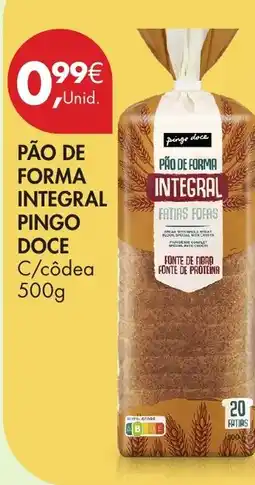 Pingo Doce Pão de forma integral pingo doce c/ côdea promoção